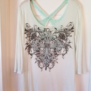 Light aqua graphic top
